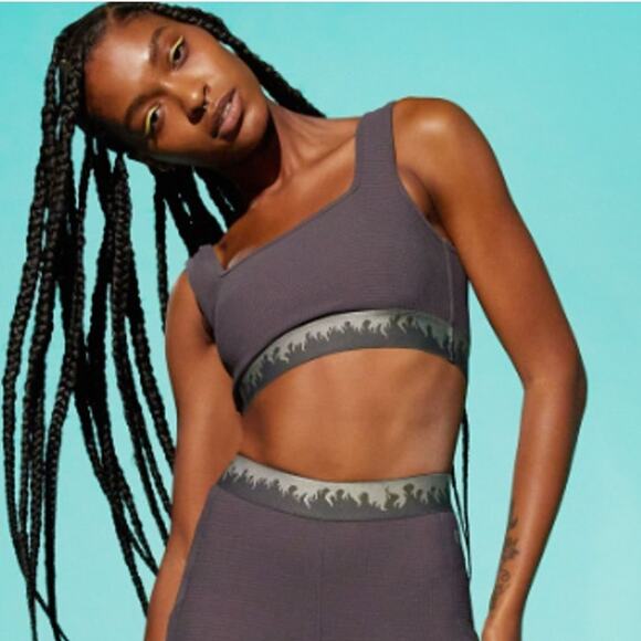 EleVen by Venus Williams varsity sports bra cement Gray with Flames Medium NWT - Picture 1 of 1